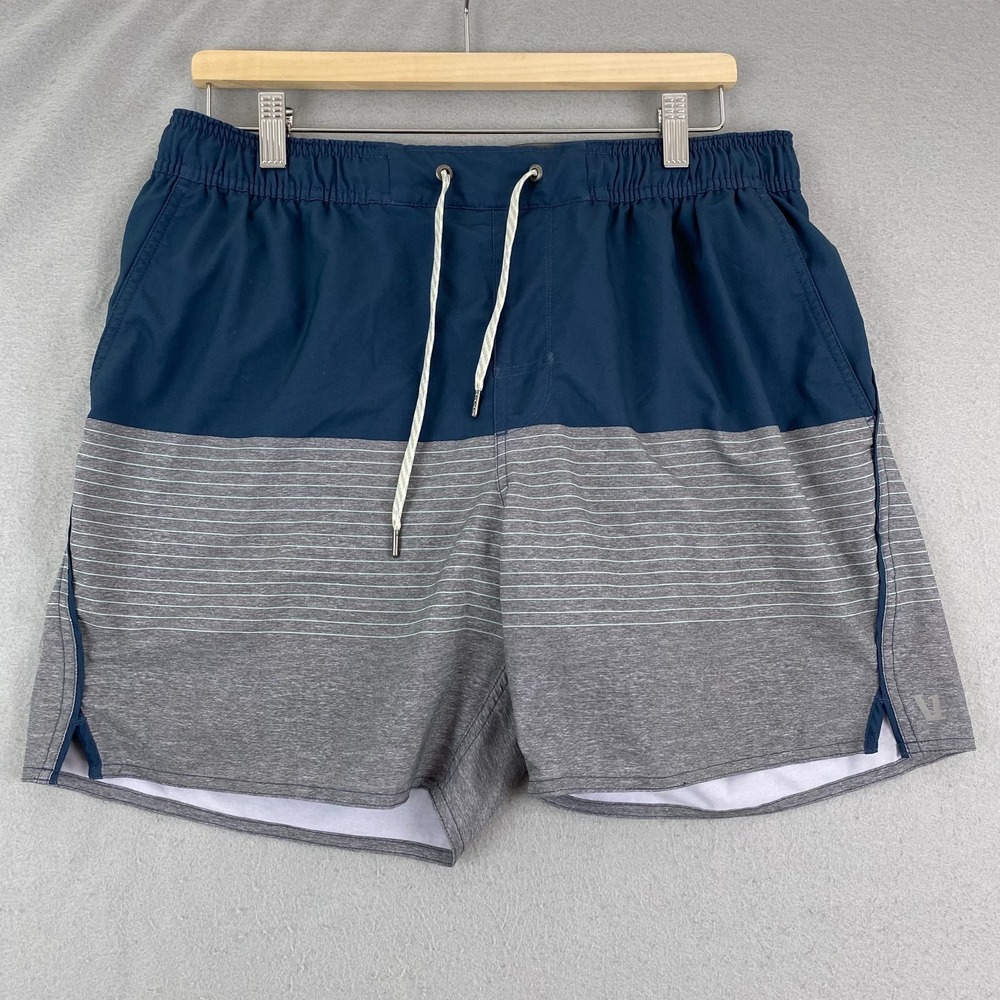 Vuori Trail Shorts Lined Mens XL gray blue zip pocket V341 Performance 6"